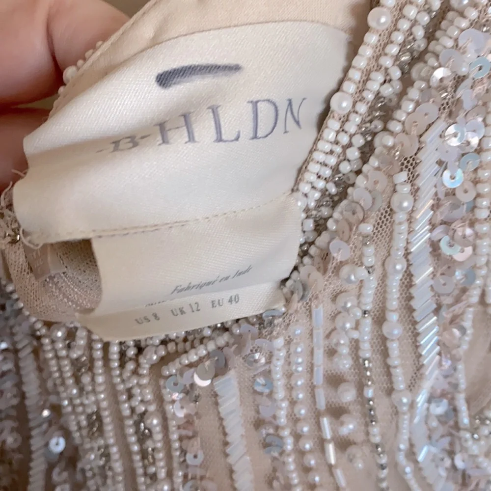 BHLDN Luxor beaded Art Deco bridal wedding dress 8 - Picture 9 of 10